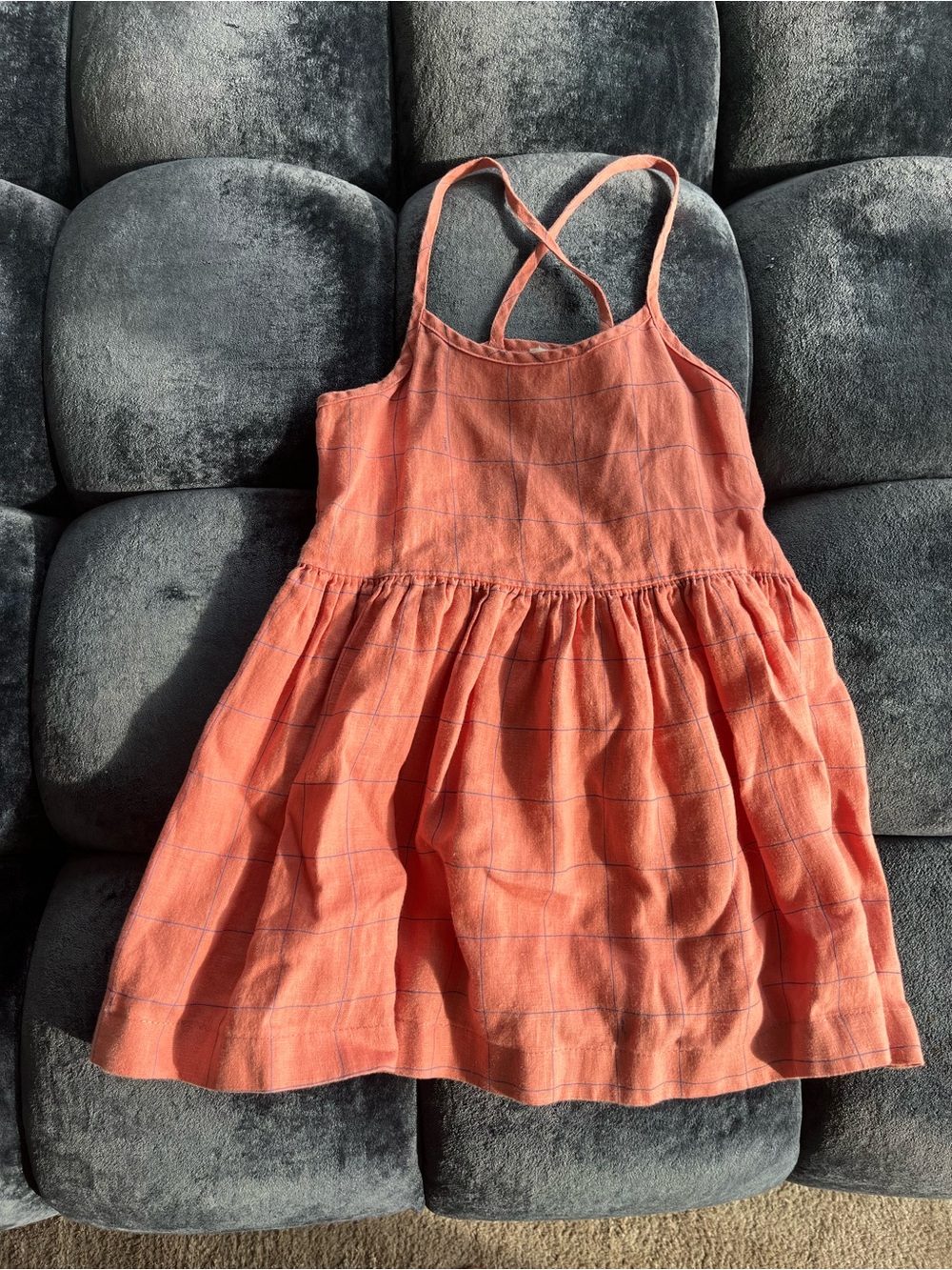 Oeuf girls Coral Striped Sundress - Lightweight Summer Dress size 4-5yr